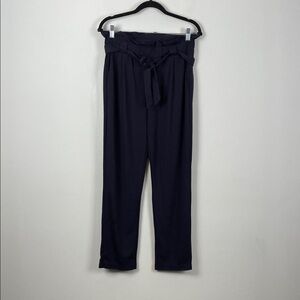 Reset By Jane Paper Bag High Waist Belted Elegant Navy Blue Women's XL Pants